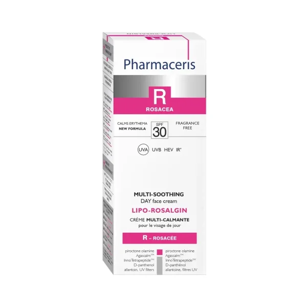 PHARMACERIS R raminamasis kremas odai linkusiai į paraudimus LIPO ROSALGIN, SPF30, 30ml