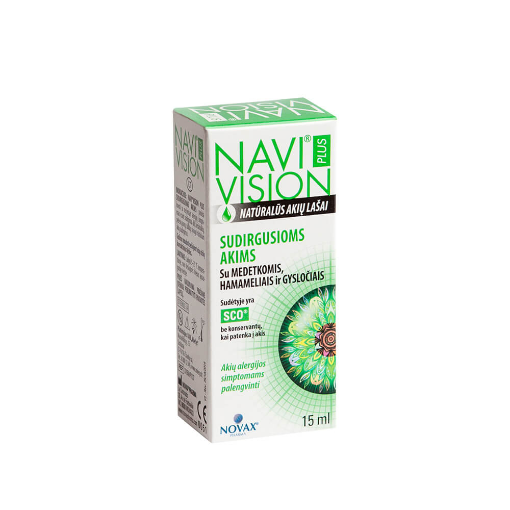 NAVIVISION PLUS, natūralūs akių lašai sudirgusioms akims, 15 ml