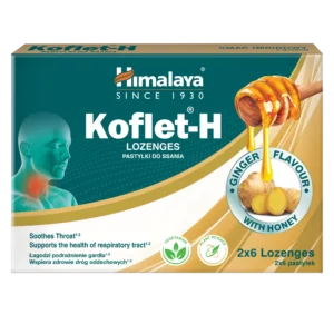 HIMALAYA Koflet H Ginger pastilės nuo gerklės skausmo, imbiero skonio, 2×6vnt