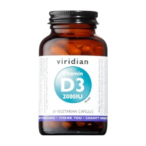 VIRIDIAN, Vitamin D3 2000IU, maisto papildas, N60