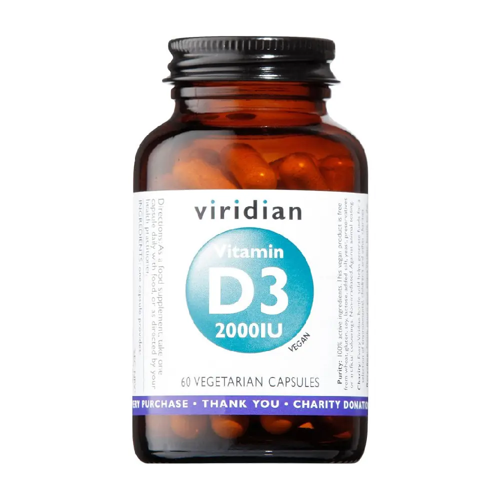 VIRIDIAN, Vitamin D3 2000IU, maisto papildas, N60
