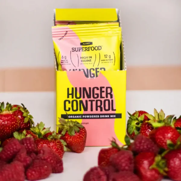 PLANET SUPERFOOD baltyminis kokteilis braškių skonio HUNGER CONTROL, 10x30g