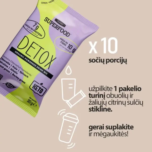 PLANET SUPERFOOD baltyminis kokteilis DETOX, 10x30g