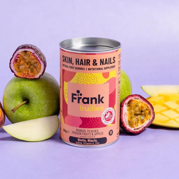 FRANK FRUITIES Skin, Hair & Nails, maisto papildas odai, plaukams ir nagams, guminukai, 80vnt