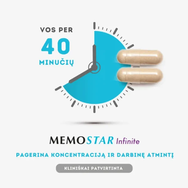 MEMOSTAR Infinite, protinei veiklai ir atminčiai, maisto papildas, 60 kapsulių