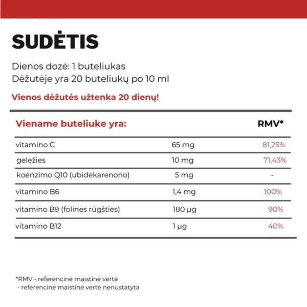 FERRONEMI'S CoQ10, skysta geležis su Q10, maisto papildas, 20 ampulių