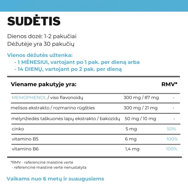 MEMOSTAR Focus, susikaupimui ir savikontrolei, maisto papildas, 30 pakelių