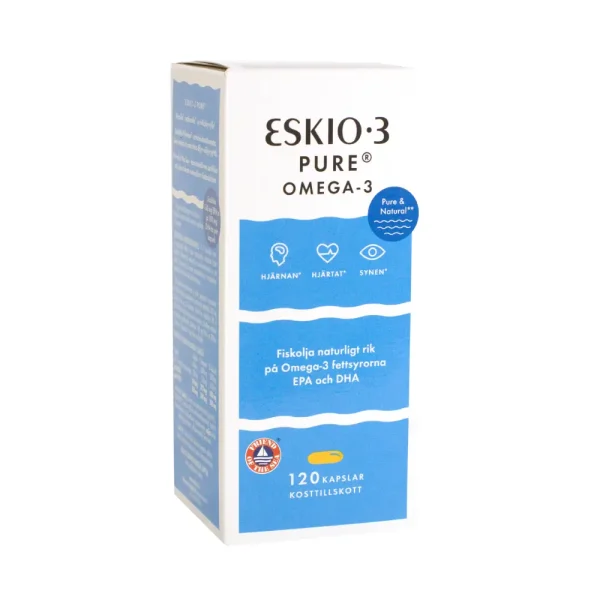 ESKIO-3, žuvų taukai Omega-3 PURE, maisto papildas, 120 kapsulių