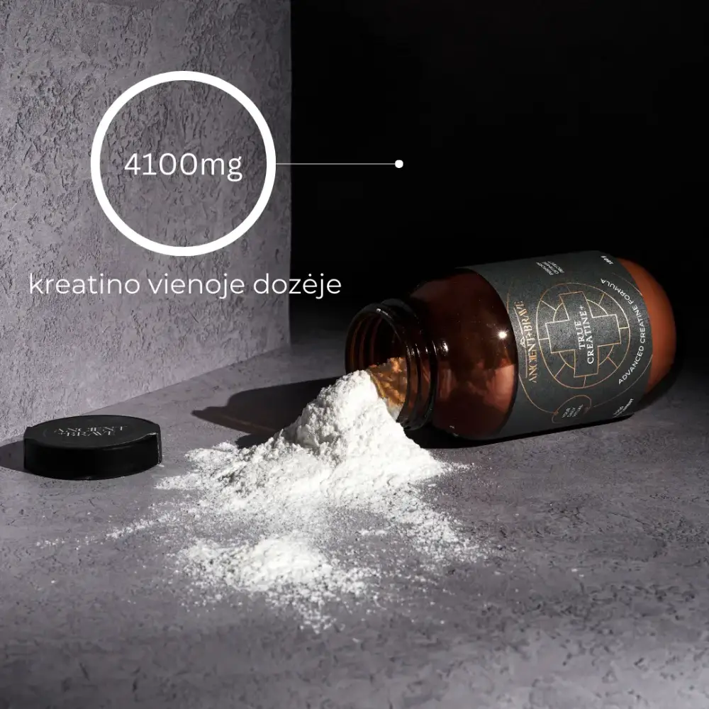 ANCIENT BRAVE, TRUE CREATINE+, kreatinas, maisto papildas, 180g