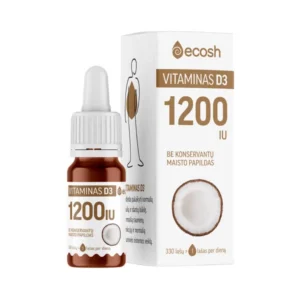 ECOSH, VITAMINAS D3 su kokosų aliejumi 1200TV, maisto papildas, 10ml